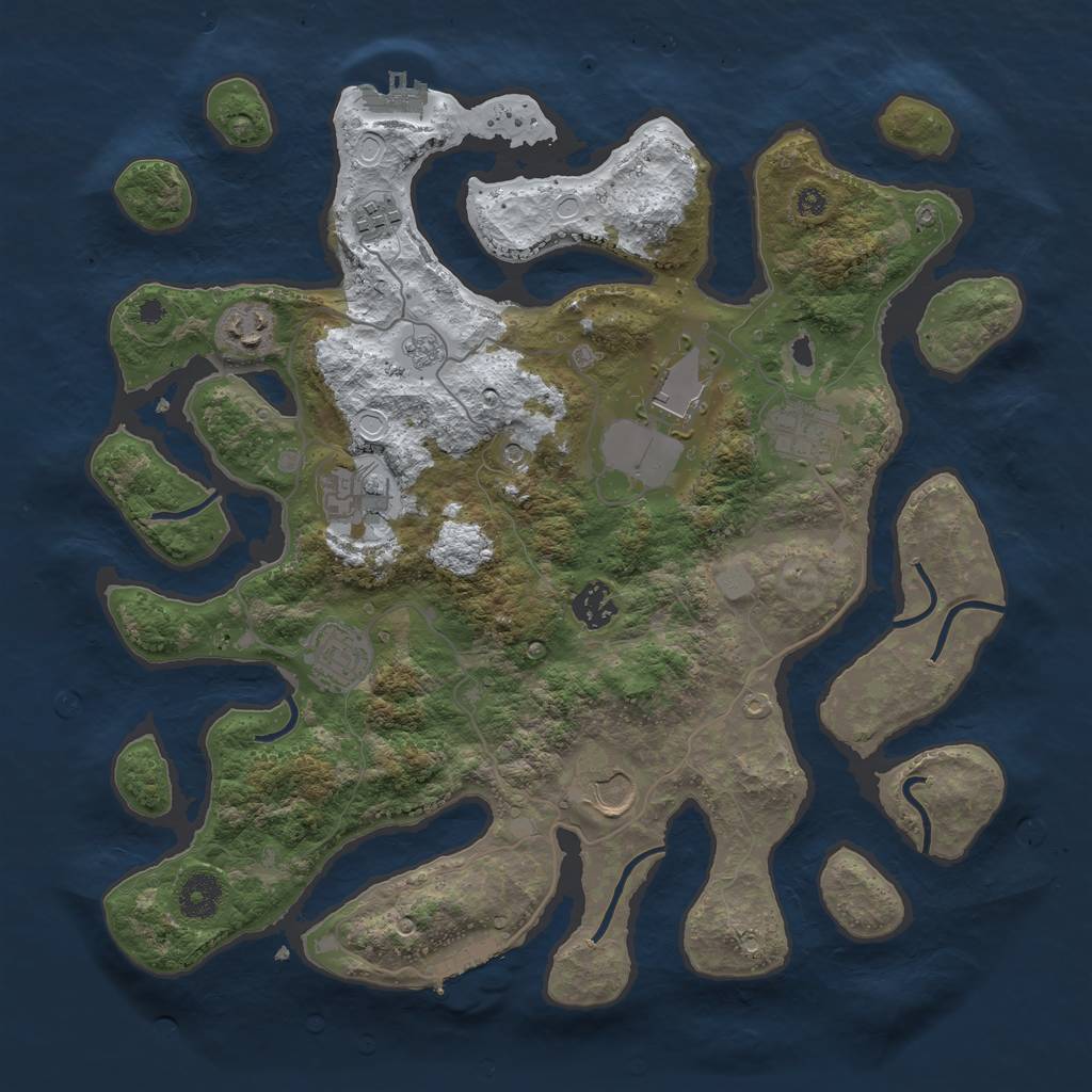 Rust Map: Procedural Map, Size: 3700, Seed: 1984855, 17 Monuments