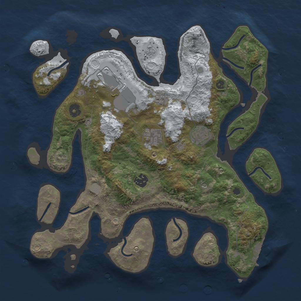 Rust Map: Procedural Map, Size: 3500, Seed: 162911, 13 Monuments