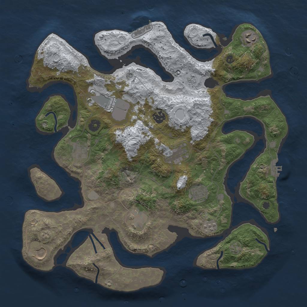 Rust Map: Procedural Map, Size: 3800, Seed: 4839183, 18 Monuments