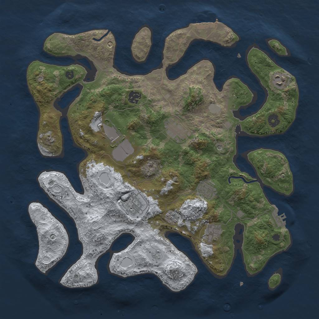 Rust Map: Procedural Map, Size: 3800, Seed: 370942, 17 Monuments