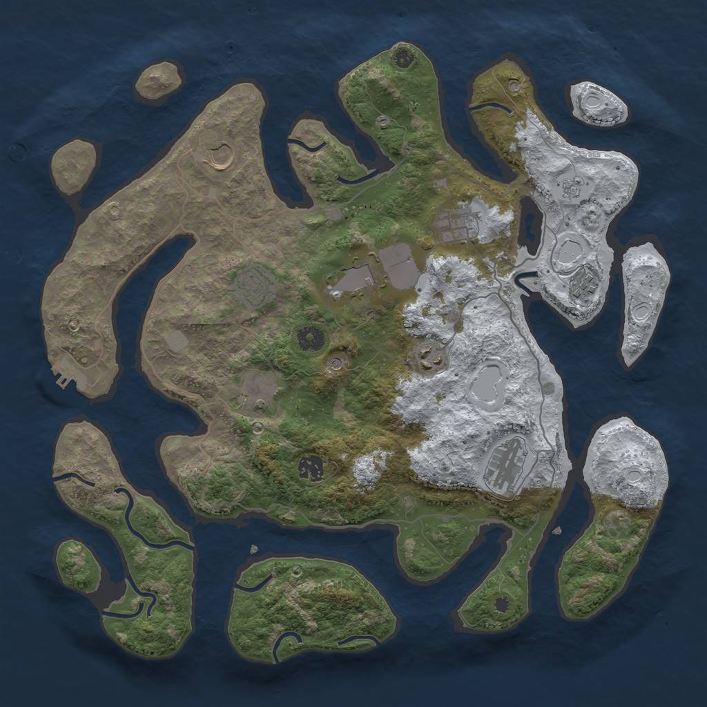 Rust Map: Procedural Map, Size: 4000, Seed: 1000854, 17 Monuments