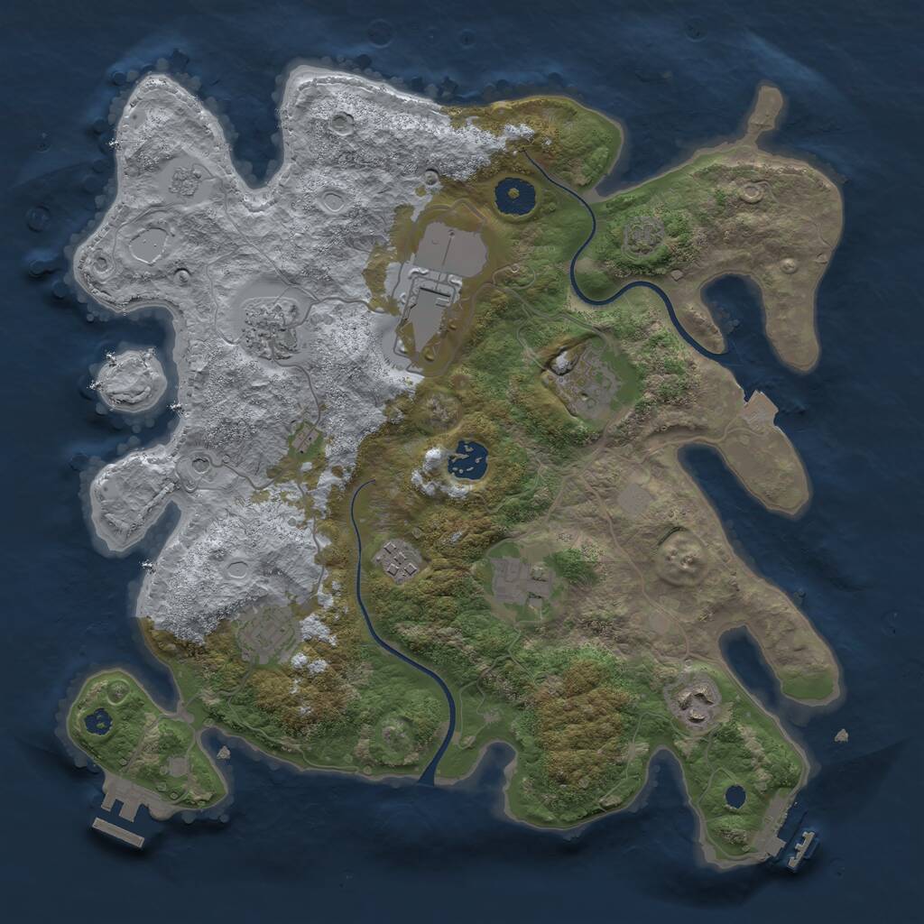 Rust Map: Procedural Map, Size: 3500, Seed: 45388, 14 Monuments