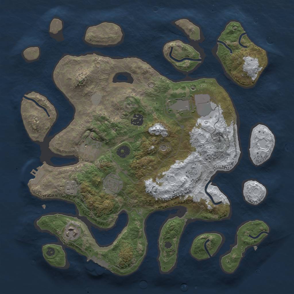 Rust Map: Procedural Map, Size: 3500, Seed: 1264702, 15 Monuments