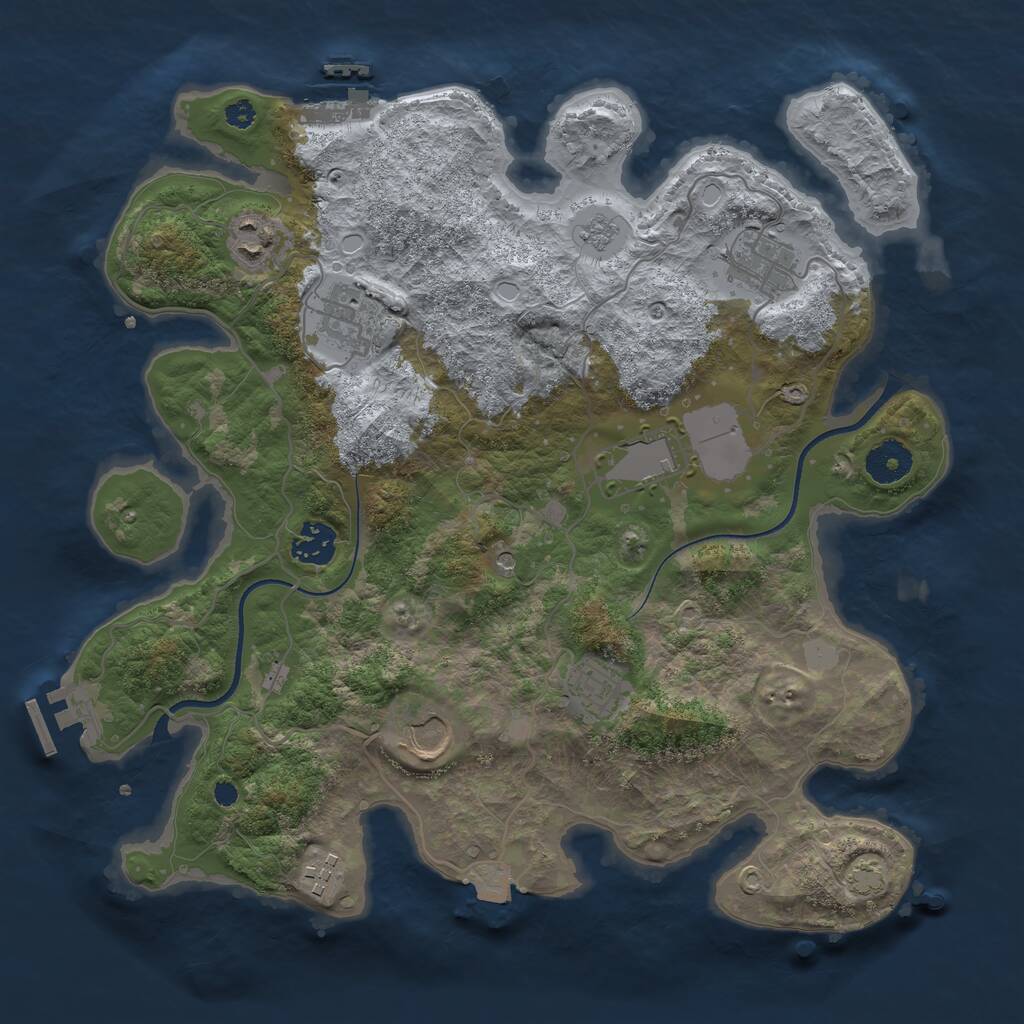 Rust Map: Procedural Map, Size: 3500, Seed: 2507906, 14 Monuments