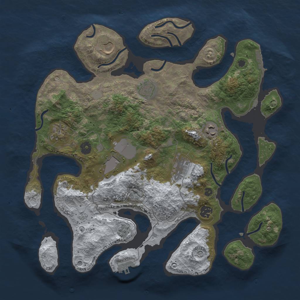 Rust Map: Procedural Map, Size: 3700, Seed: 3857819, 17 Monuments
