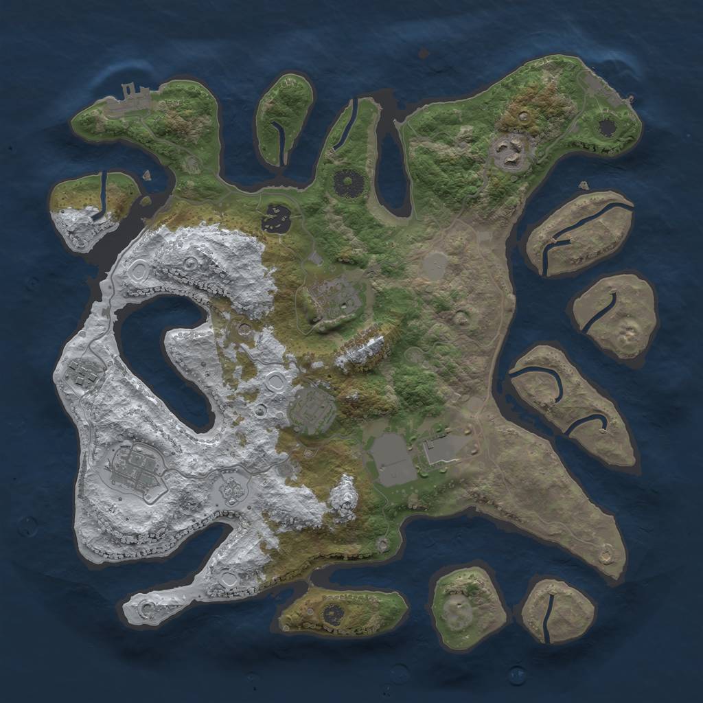 Rust Map: Procedural Map, Size: 3500, Seed: 2070672, 16 Monuments