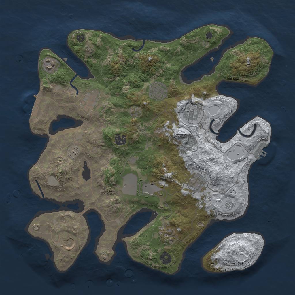 Rust Map: Procedural Map, Size: 3700, Seed: 2235041, 19 Monuments