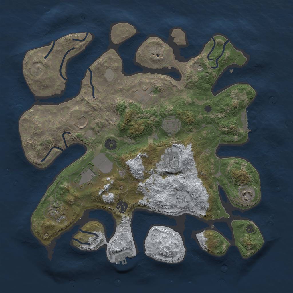 Rust Map: Procedural Map, Size: 3700, Seed: 2148751, 17 Monuments