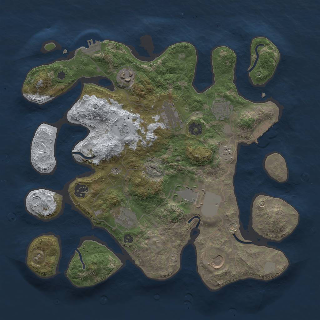 Rust Map: Procedural Map, Size: 3500, Seed: 63379088, 17 Monuments