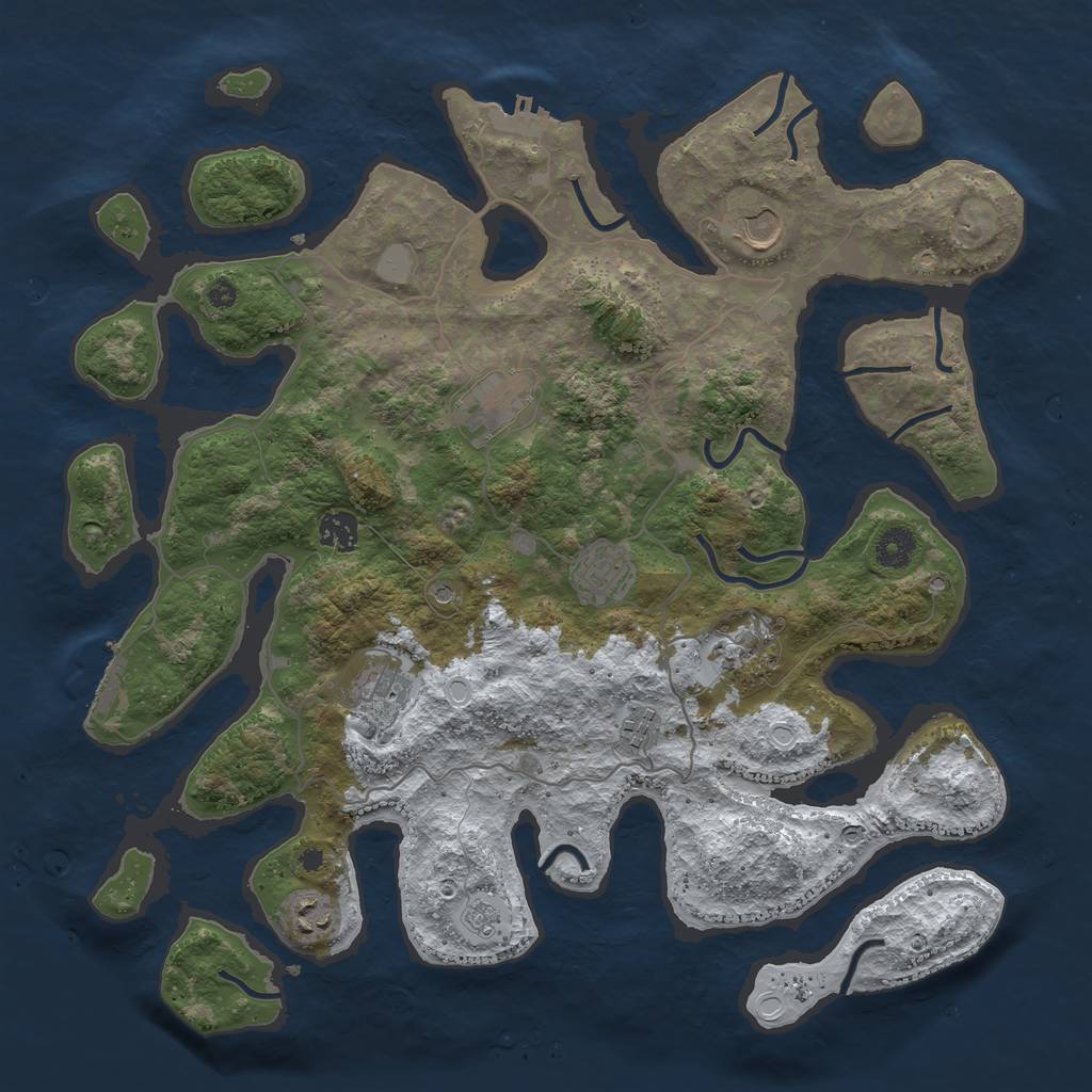 Rust Map: Procedural Map, Size: 4000, Seed: 124975, 17 Monuments