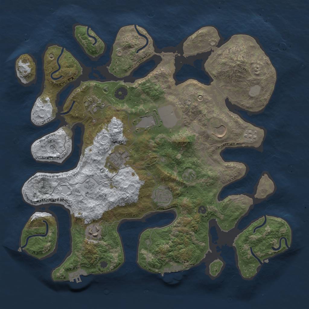 Rust Map: Procedural Map, Size: 3700, Seed: 4086987, 16 Monuments