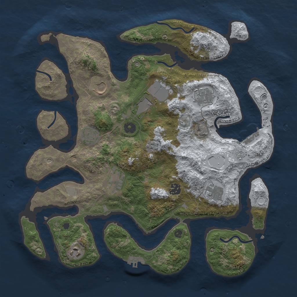 Rust Map: Procedural Map, Size: 3800, Seed: 104576, 18 Monuments