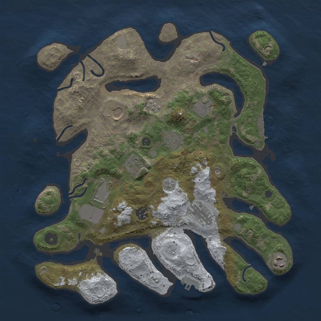 Rust Map: Procedural Map, Size: 3700, Seed: 67105, 18 Monuments