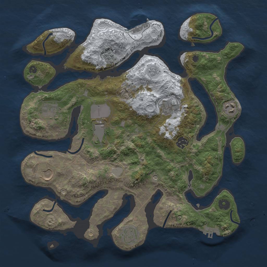 Rust Map: Procedural Map, Size: 3500, Seed: 1154409, 17 Monuments