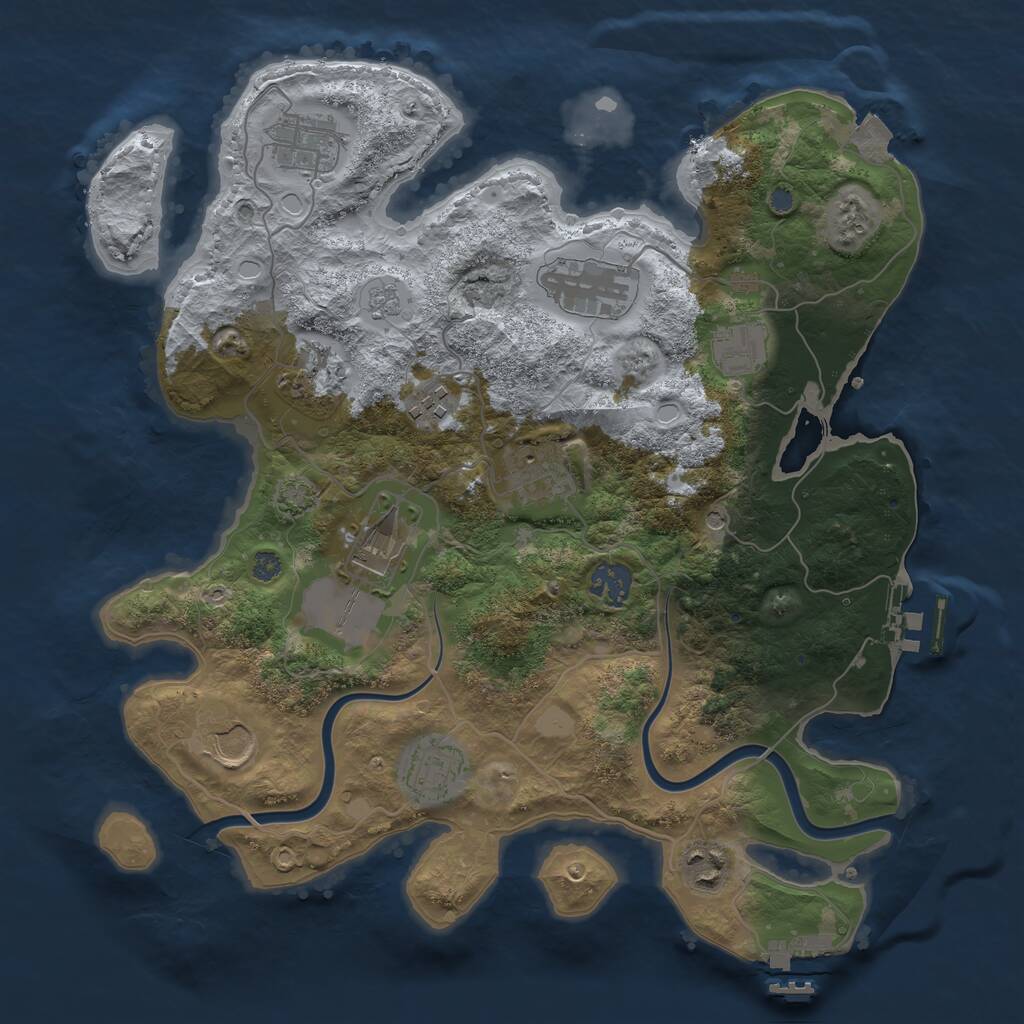 Rust Map: Procedural Map, Size: 3500, Seed: 1554304, 18 Monuments