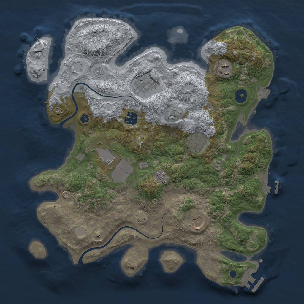 Rust Map: Procedural Map, Size: 3500, Seed: 1554304, 13 Monuments