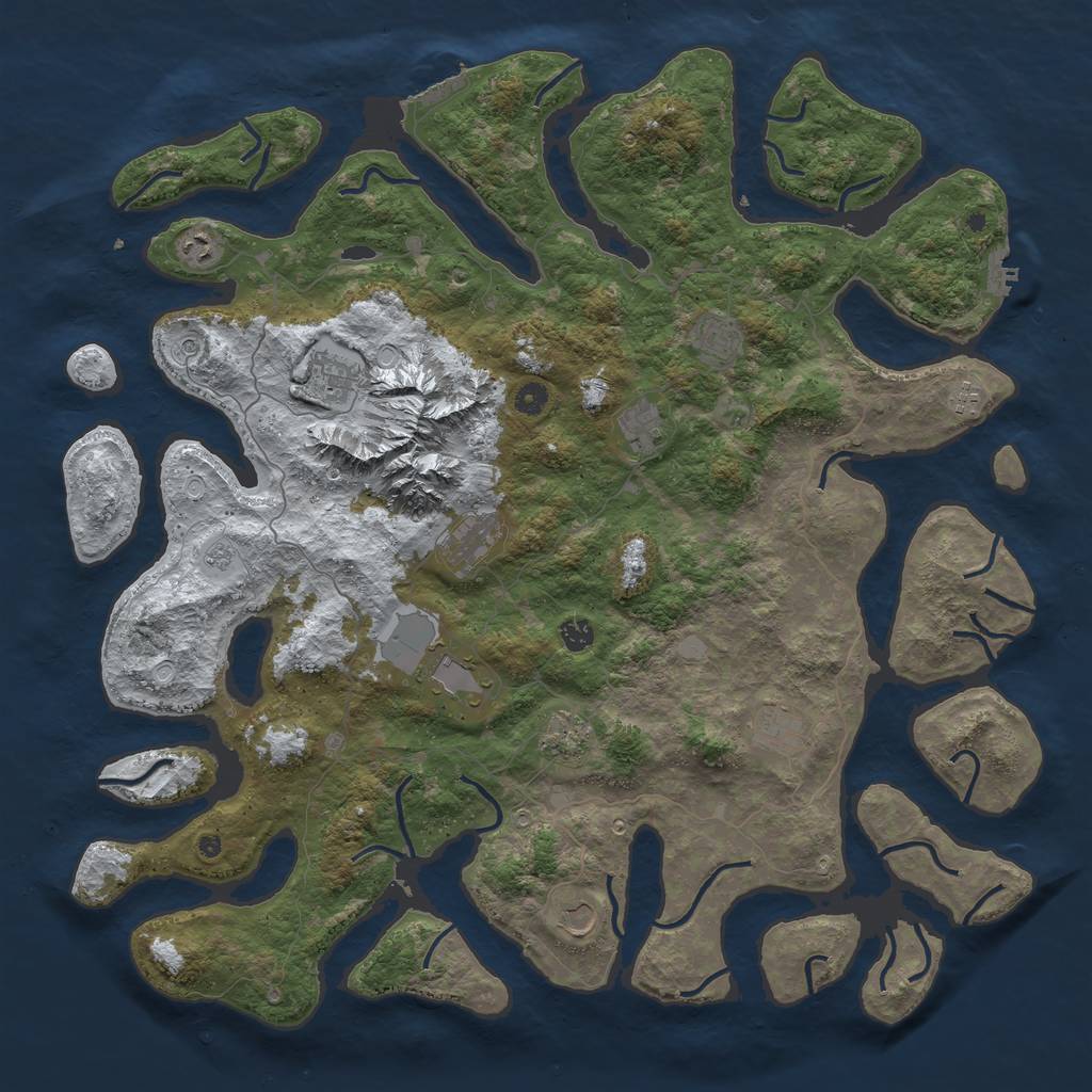 Rust Map: Procedural Map, Size: 5000, Seed: 974306473, 20 Monuments