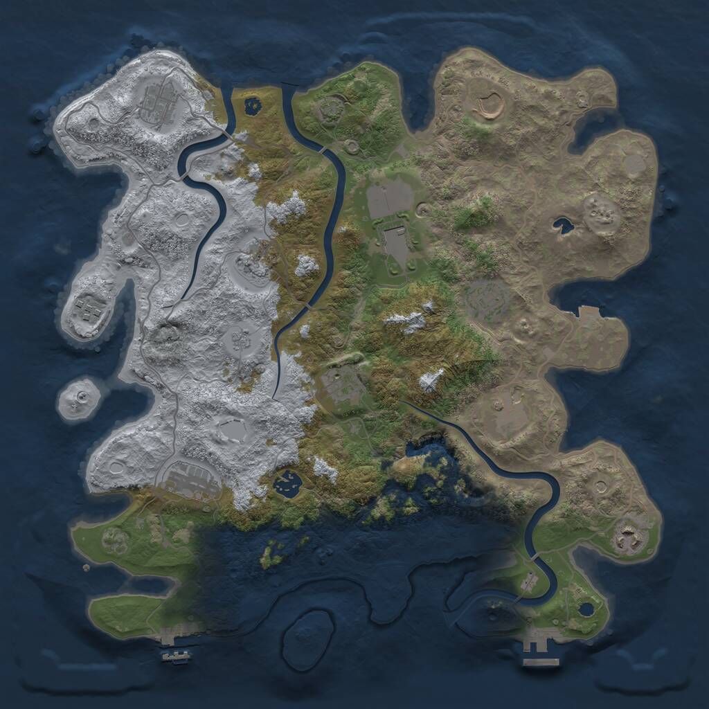 Rust Map: Procedural Map, Size: 4000, Seed: 3342405, 17 Monuments