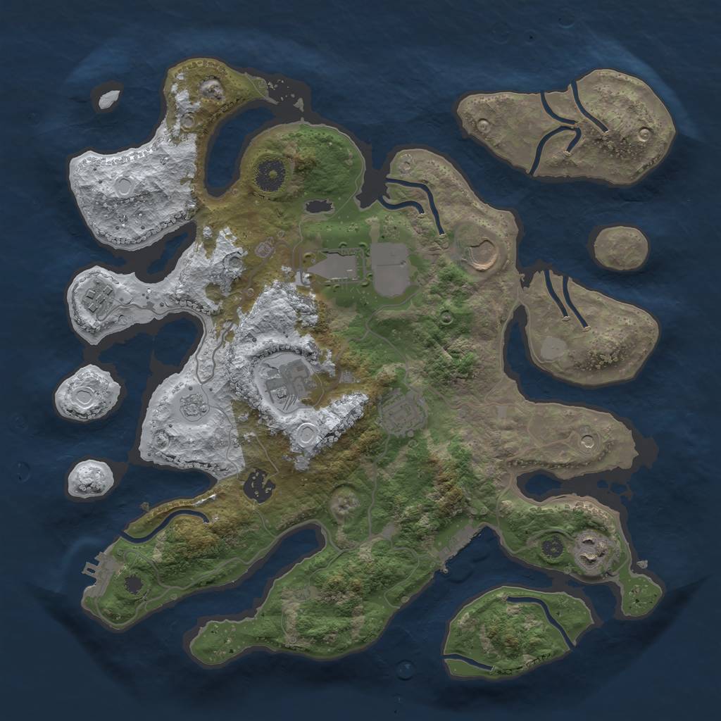 Rust Map: Procedural Map, Size: 3500, Seed: 3395570, 16 Monuments