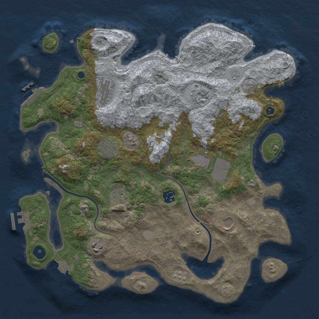 Rust Map: Procedural Map, Size: 3800, Seed: 4838608, 15 Monuments