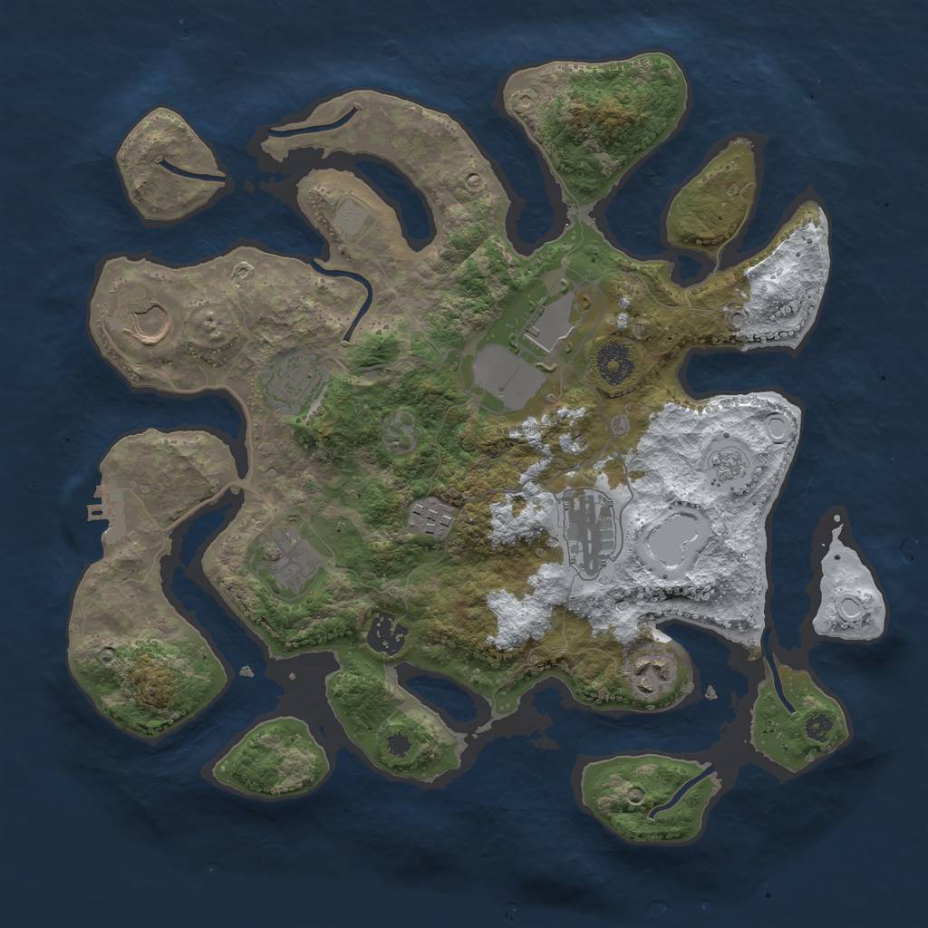 Rust Map: Procedural Map, Size: 3500, Seed: 368727, 15 Monuments