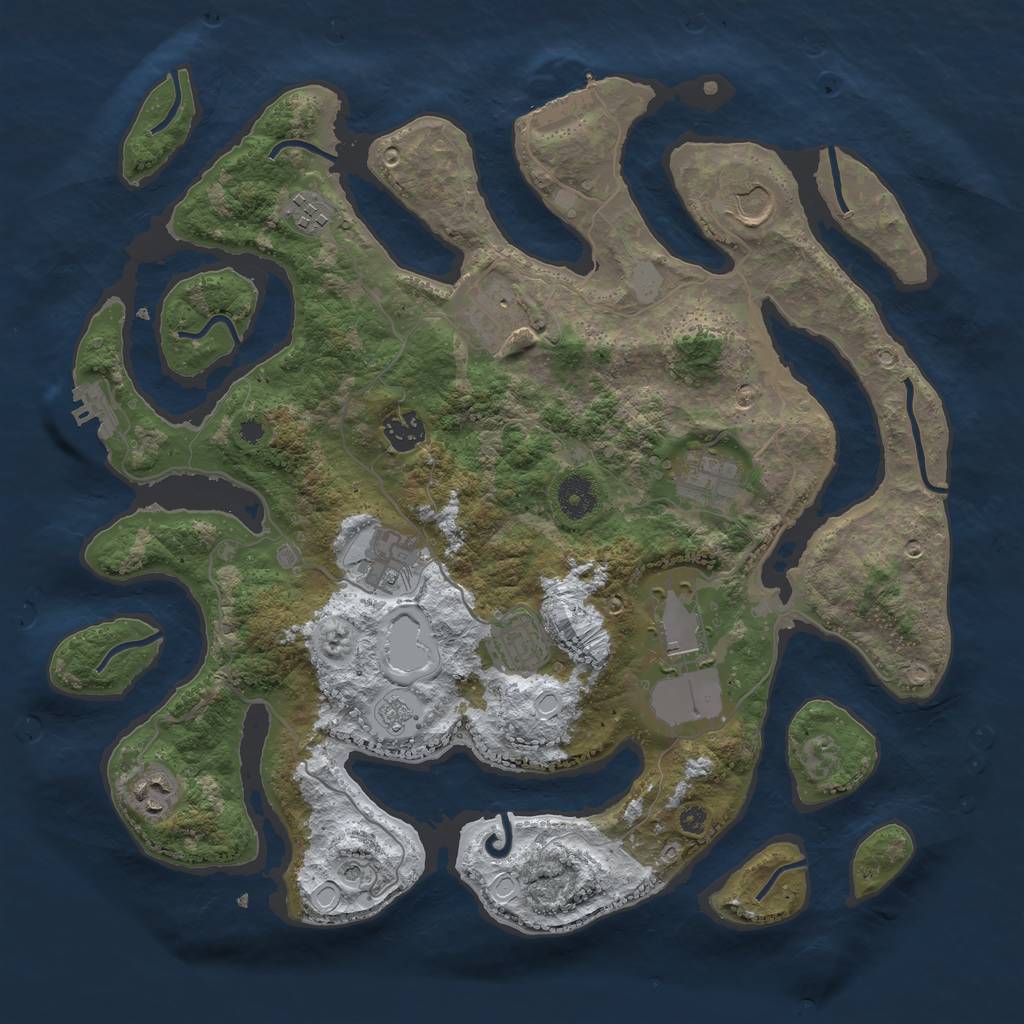 Rust Map: Procedural Map, Size: 3800, Seed: 1076907, 18 Monuments