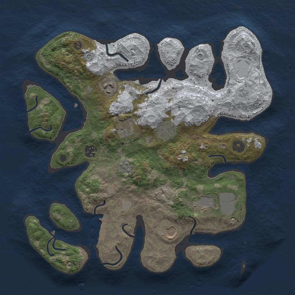 Rust Map: Procedural Map, Size: 3550, Seed: 185877, 15 Monuments