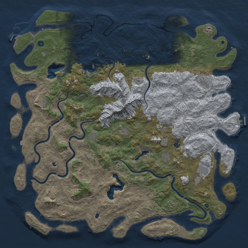 Rust Map: Procedural Map, Size: 6000, Seed: 76561098, 17 Monuments