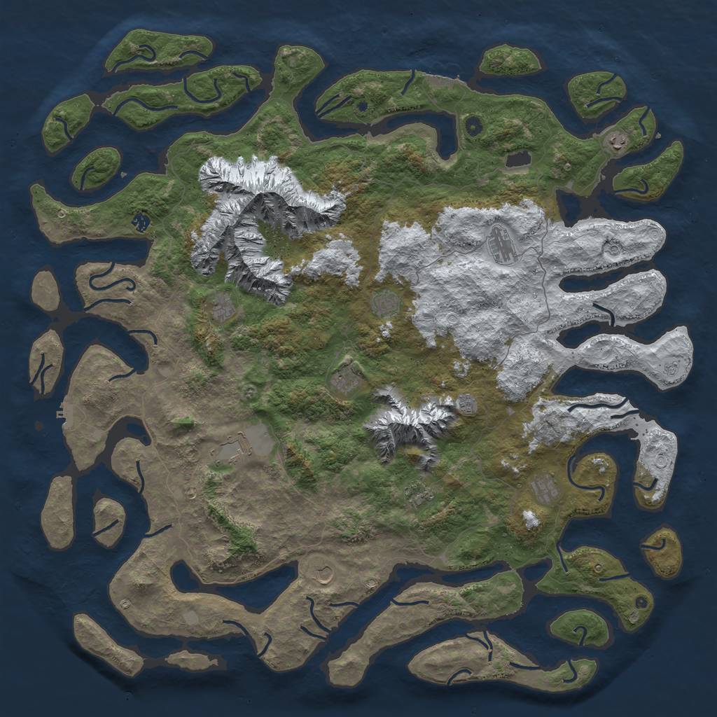 Rust Map: Procedural Map, Size: 6000, Seed: 76561098, 20 Monuments