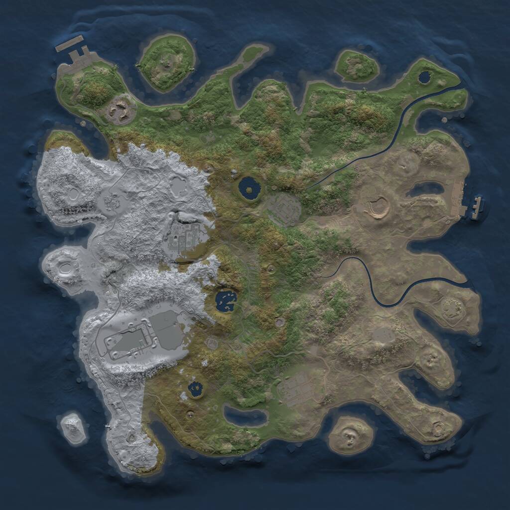Rust Map: Procedural Map, Size: 3500, Seed: 3711579, 12 Monuments