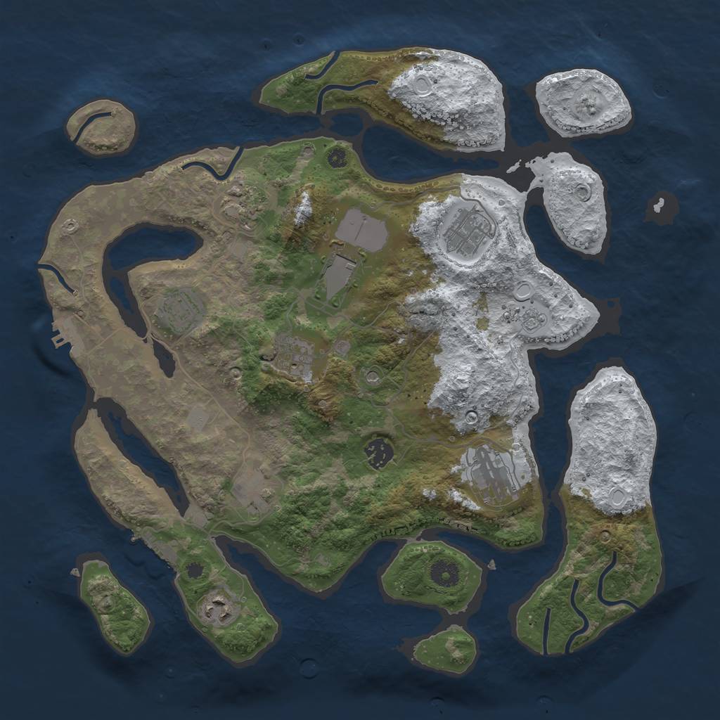 Rust Map: Procedural Map, Size: 3800, Seed: 4275246, 18 Monuments