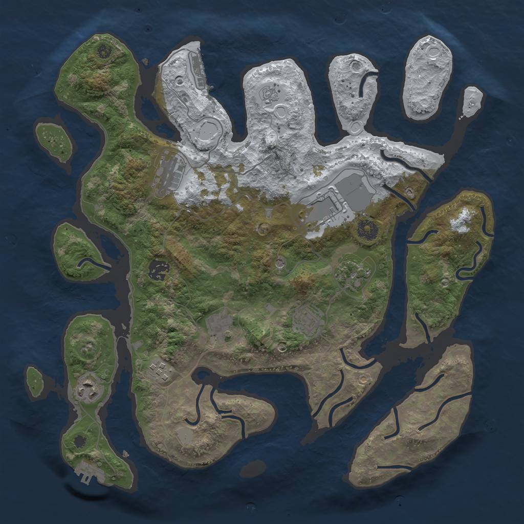 Rust Map: Procedural Map, Size: 3700, Seed: 6258476, 17 Monuments