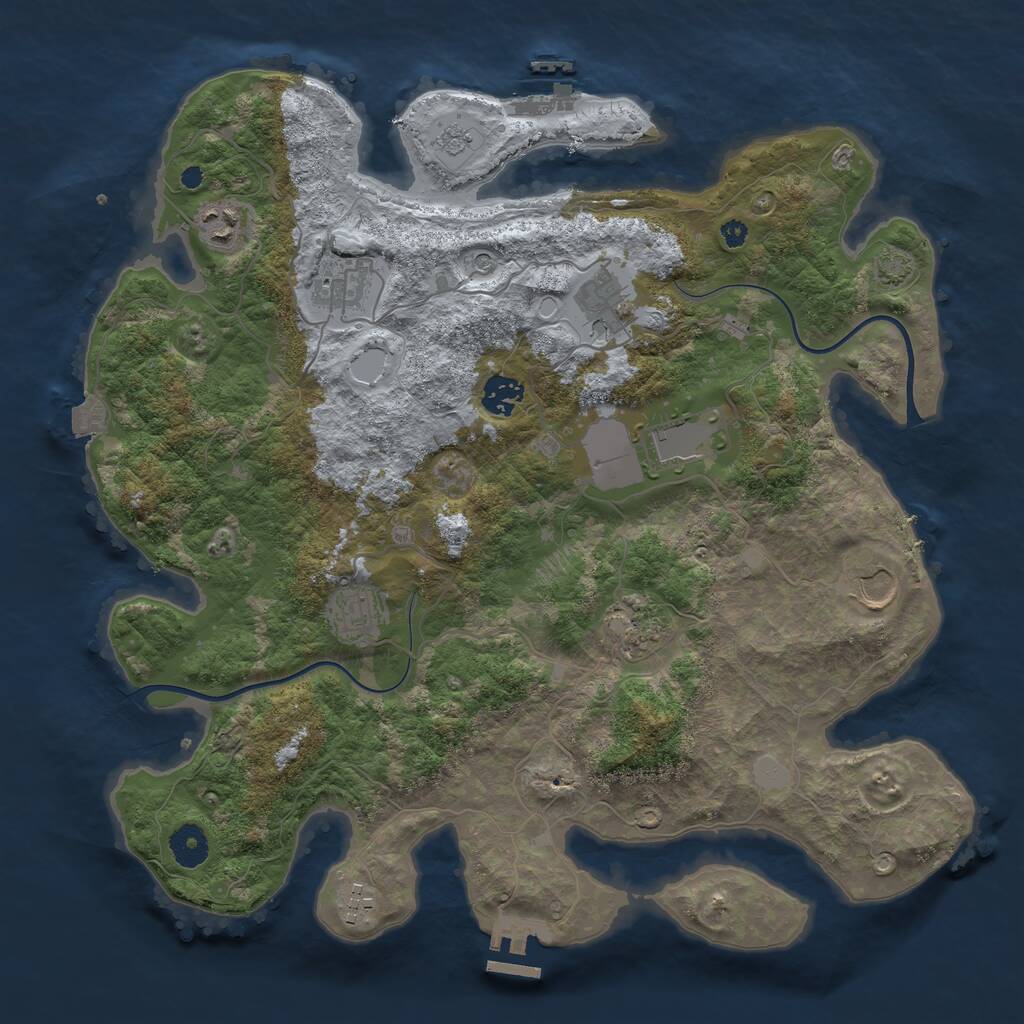 Rust Map: Procedural Map, Size: 3800, Seed: 6285996, 15 Monuments