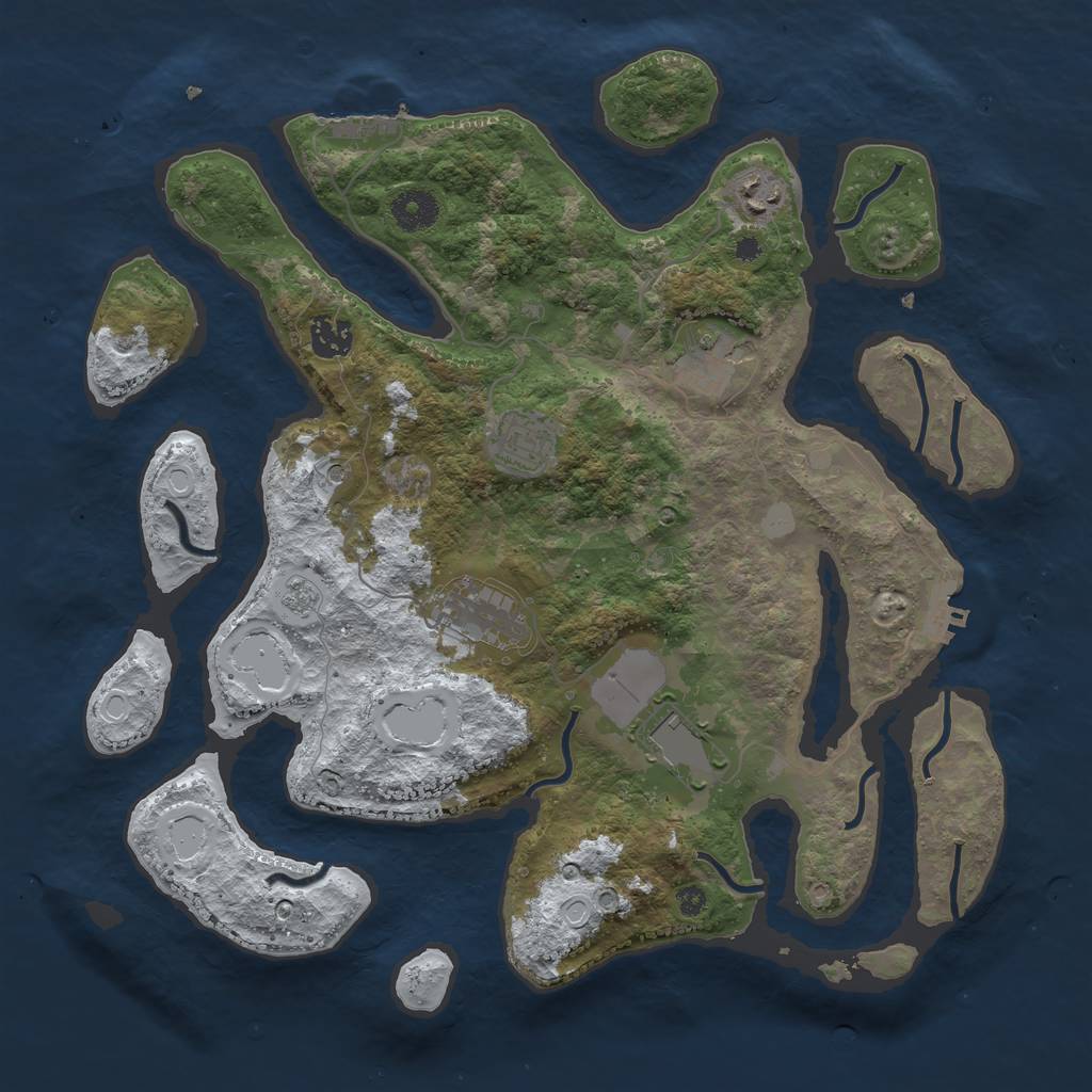 Rust Map: Procedural Map, Size: 3700, Seed: 500297, 15 Monuments