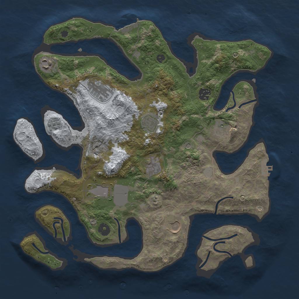 Rust Map: Procedural Map, Size: 3700, Seed: 3189506, 17 Monuments