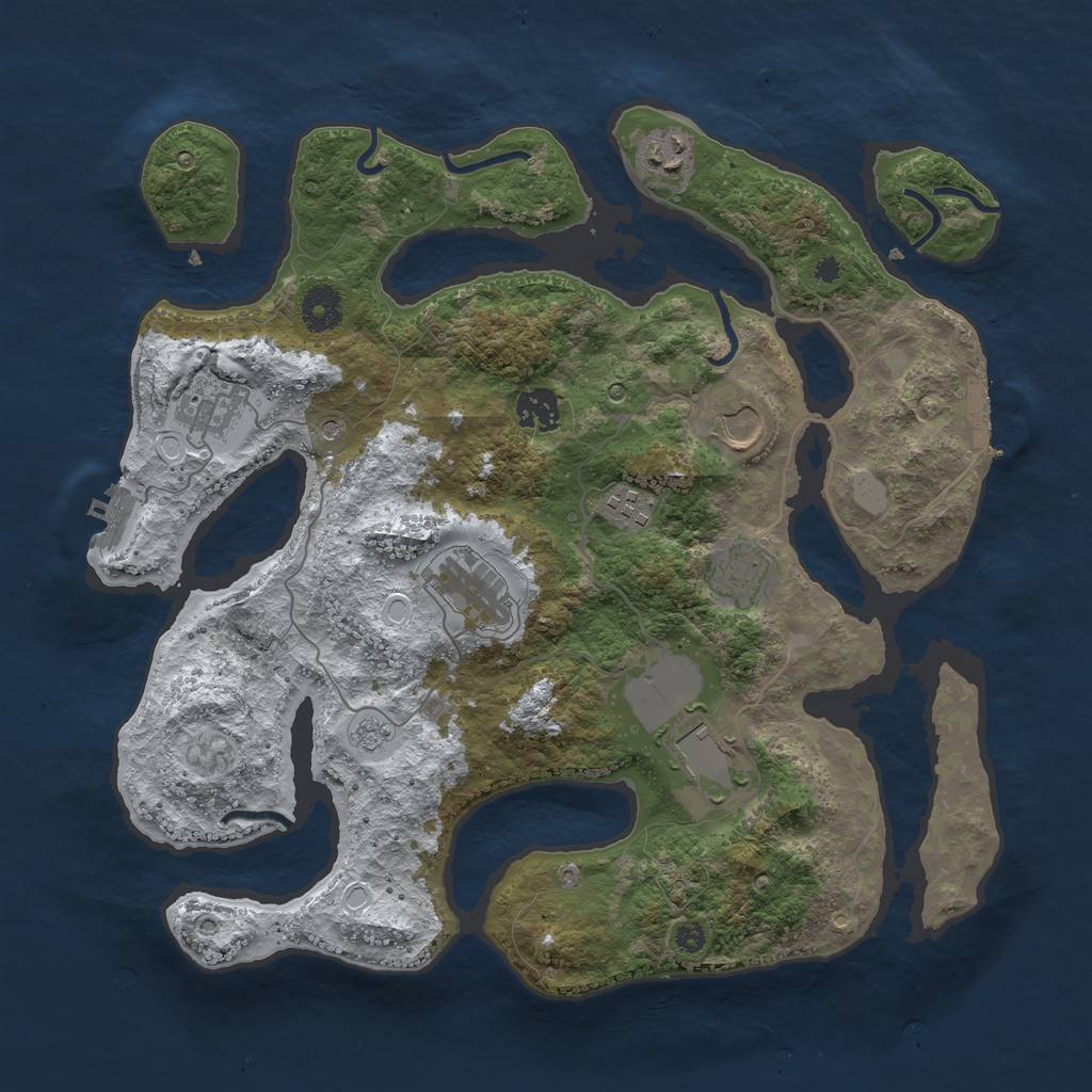 Rust Map: Procedural Map, Size: 3700, Seed: 997193, 17 Monuments