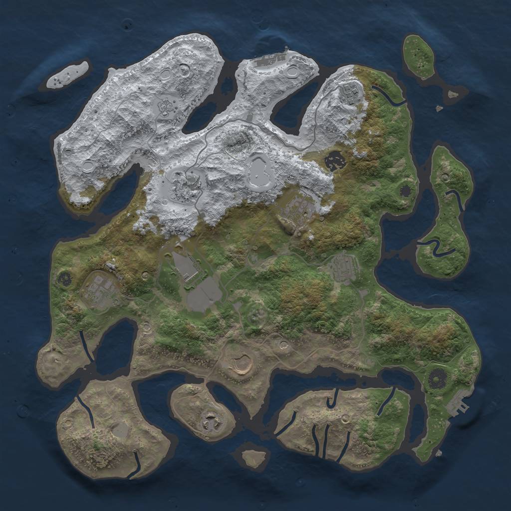 Rust Map: Procedural Map, Size: 3800, Seed: 338772, 18 Monuments