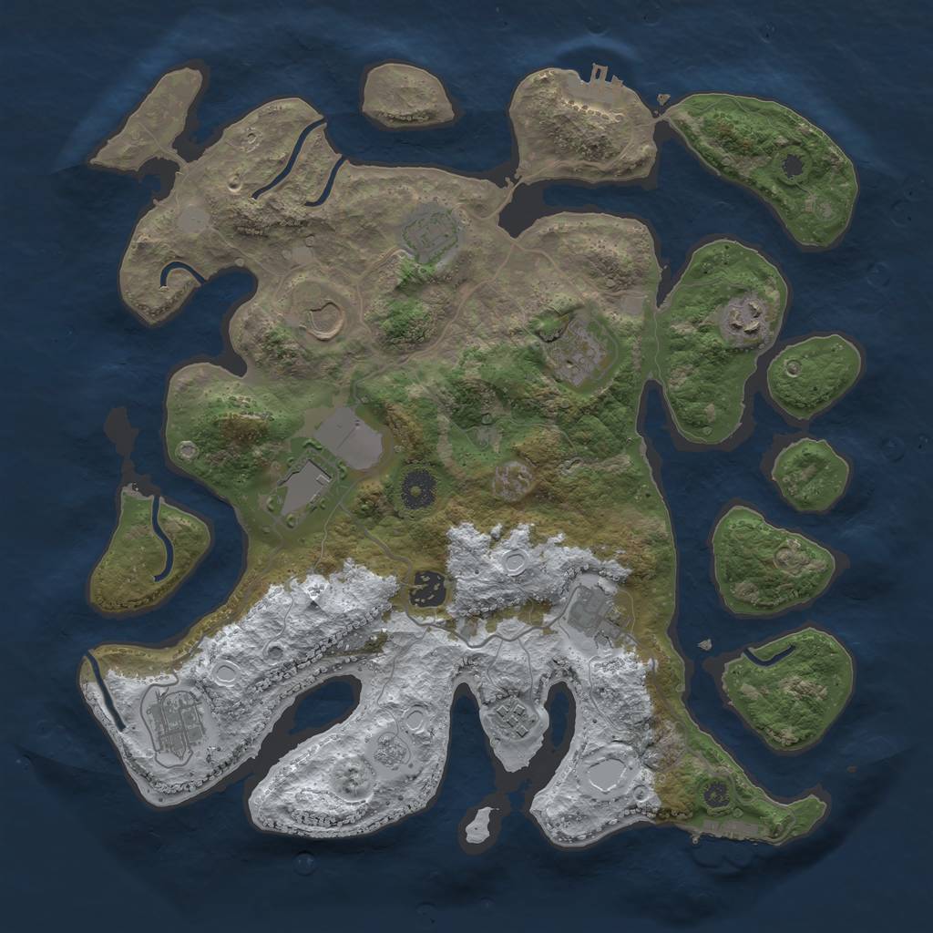 Rust Map: Procedural Map, Size: 3700, Seed: 978150, 17 Monuments