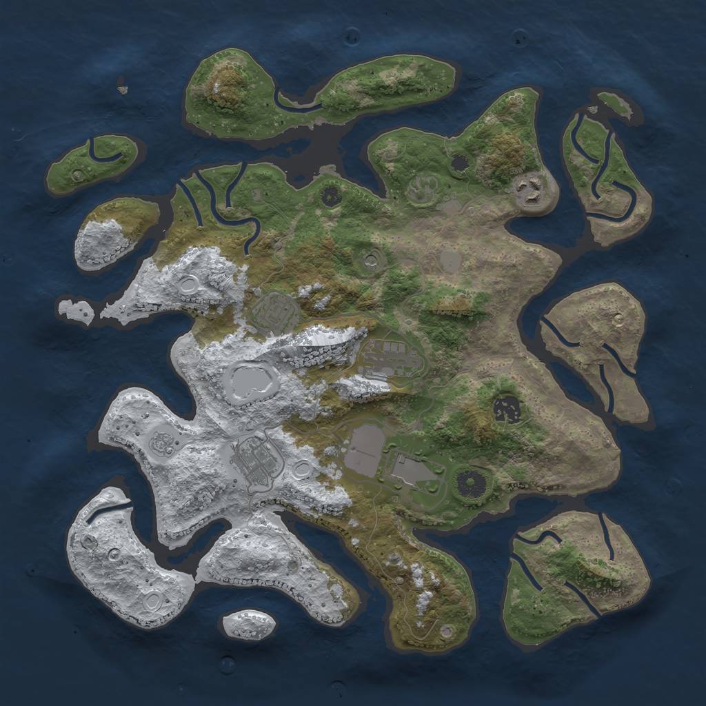 Rust Map: Procedural Map, Size: 3700, Seed: 4372634, 13 Monuments