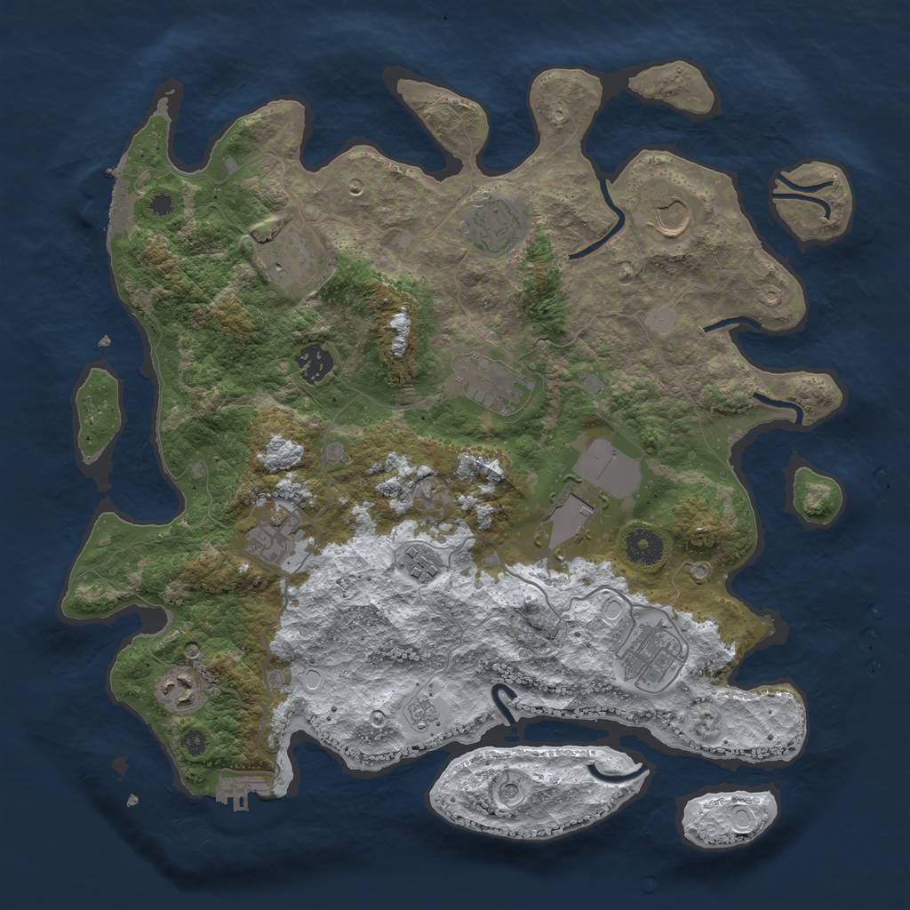 Rust Map: Procedural Map, Size: 3700, Seed: 5295128, 19 Monuments