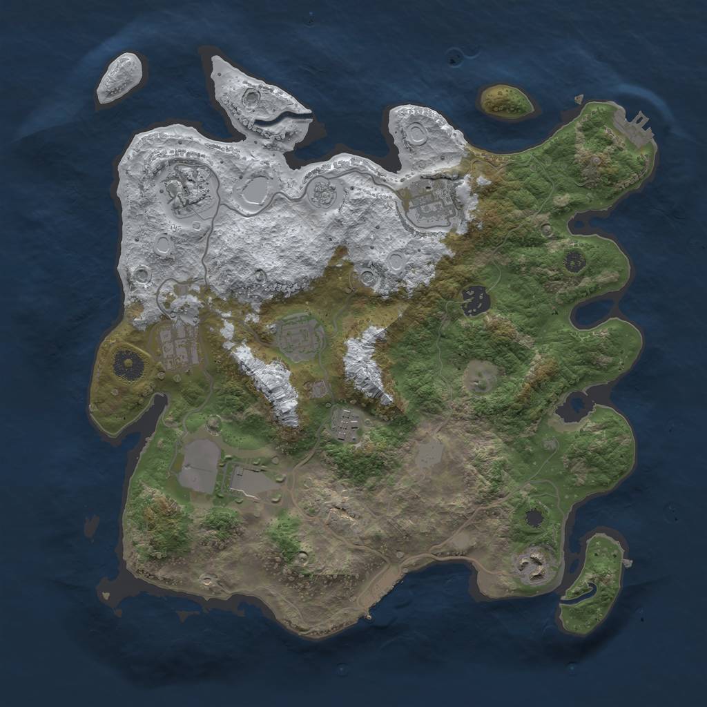 Rust Map: Procedural Map, Size: 3500, Seed: 762195, 17 Monuments