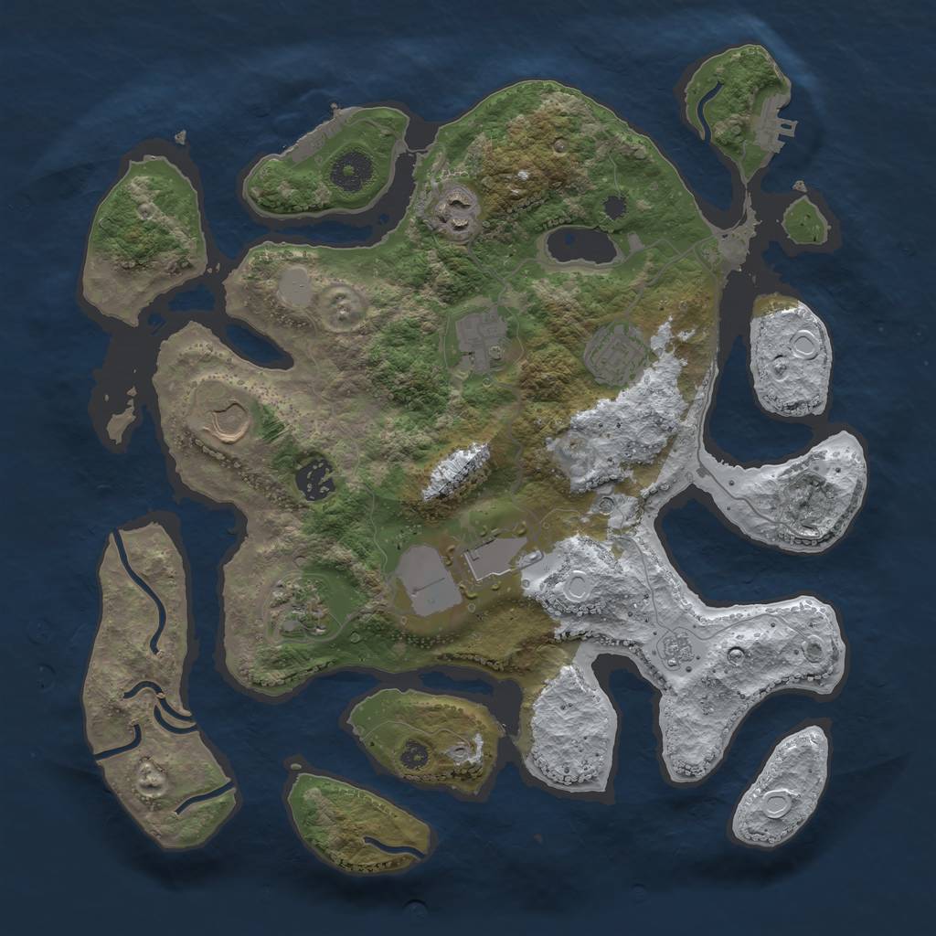 Rust Map: Procedural Map, Size: 3500, Seed: 1440832, 16 Monuments