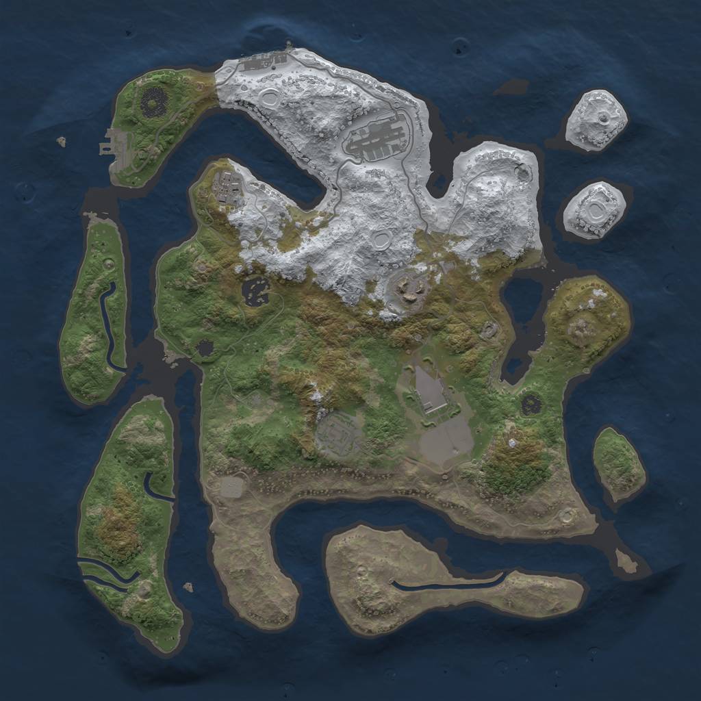 Rust Map: Procedural Map, Size: 3500, Seed: 3993633, 13 Monuments
