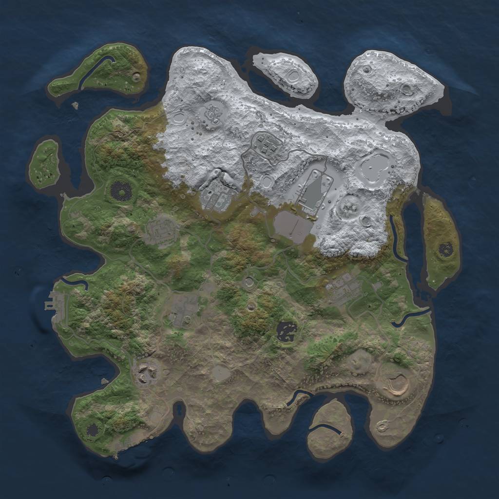 Rust Map: Procedural Map, Size: 3500, Seed: 4423731, 18 Monuments
