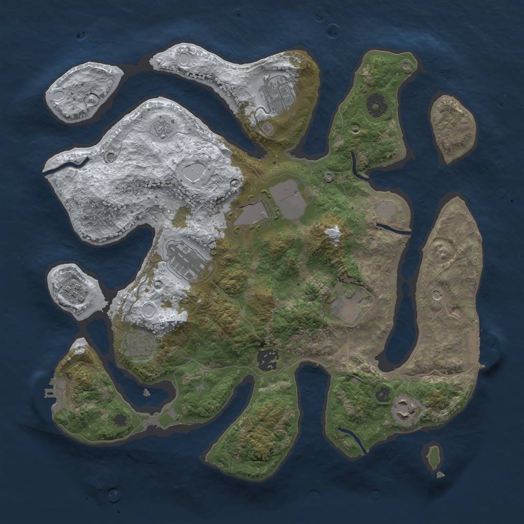 Rust Map: Procedural Map, Size: 3500, Seed: 3701802, 17 Monuments