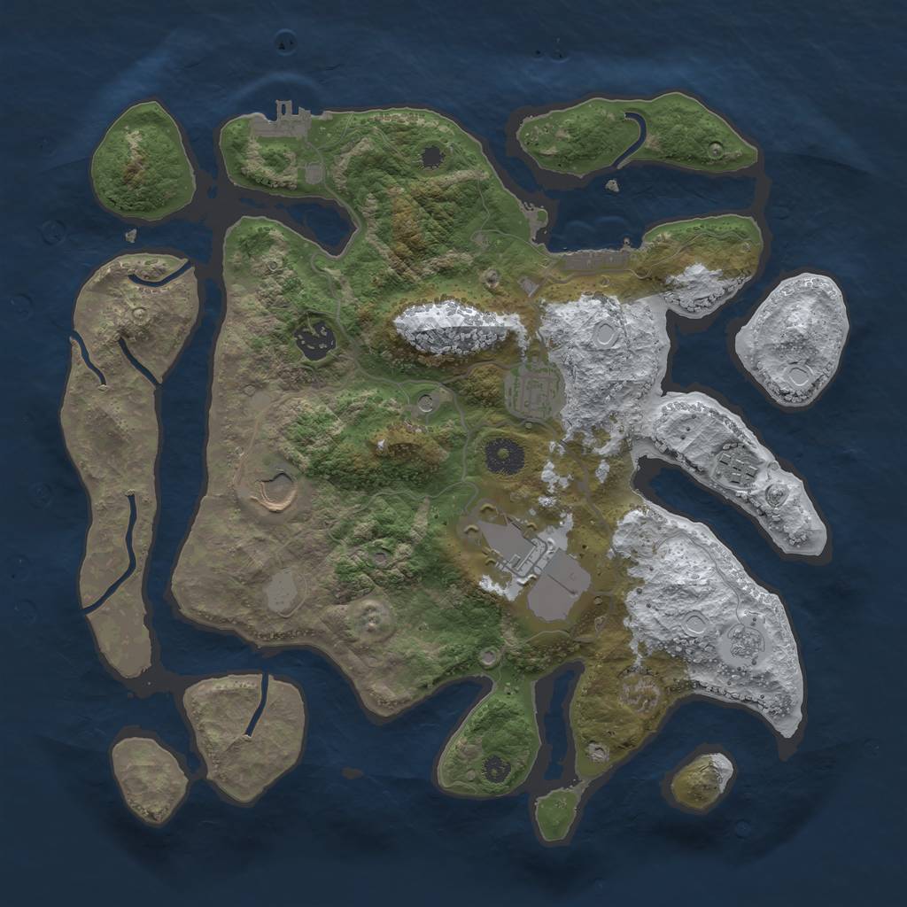 Rust Map: Procedural Map, Size: 3500, Seed: 3856135, 14 Monuments