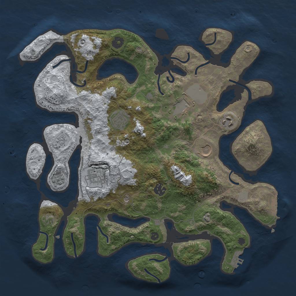 Rust Map: Procedural Map, Size: 3700, Seed: 3042774, 16 Monuments