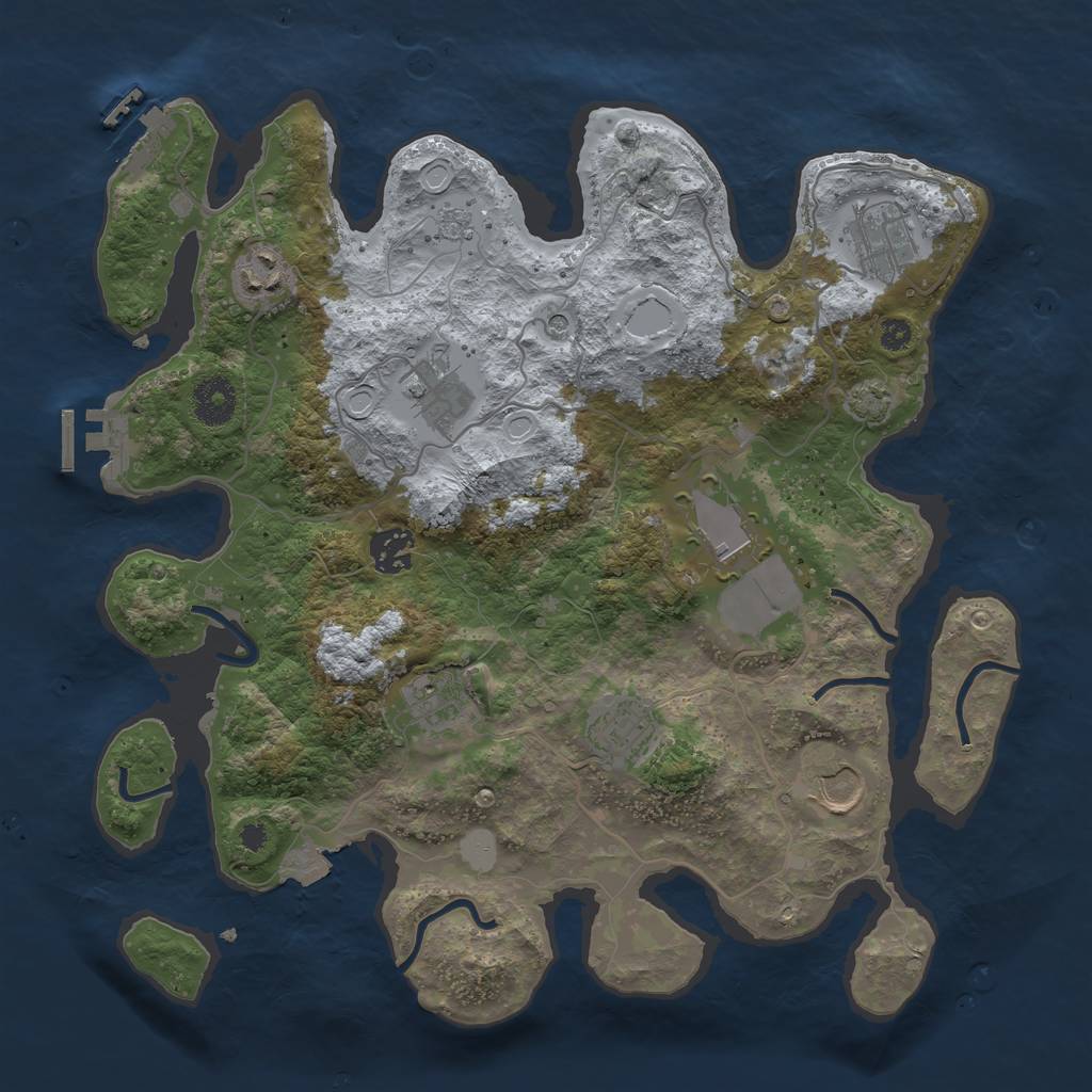 Rust Map: Procedural Map, Size: 3500, Seed: 5371623, 16 Monuments