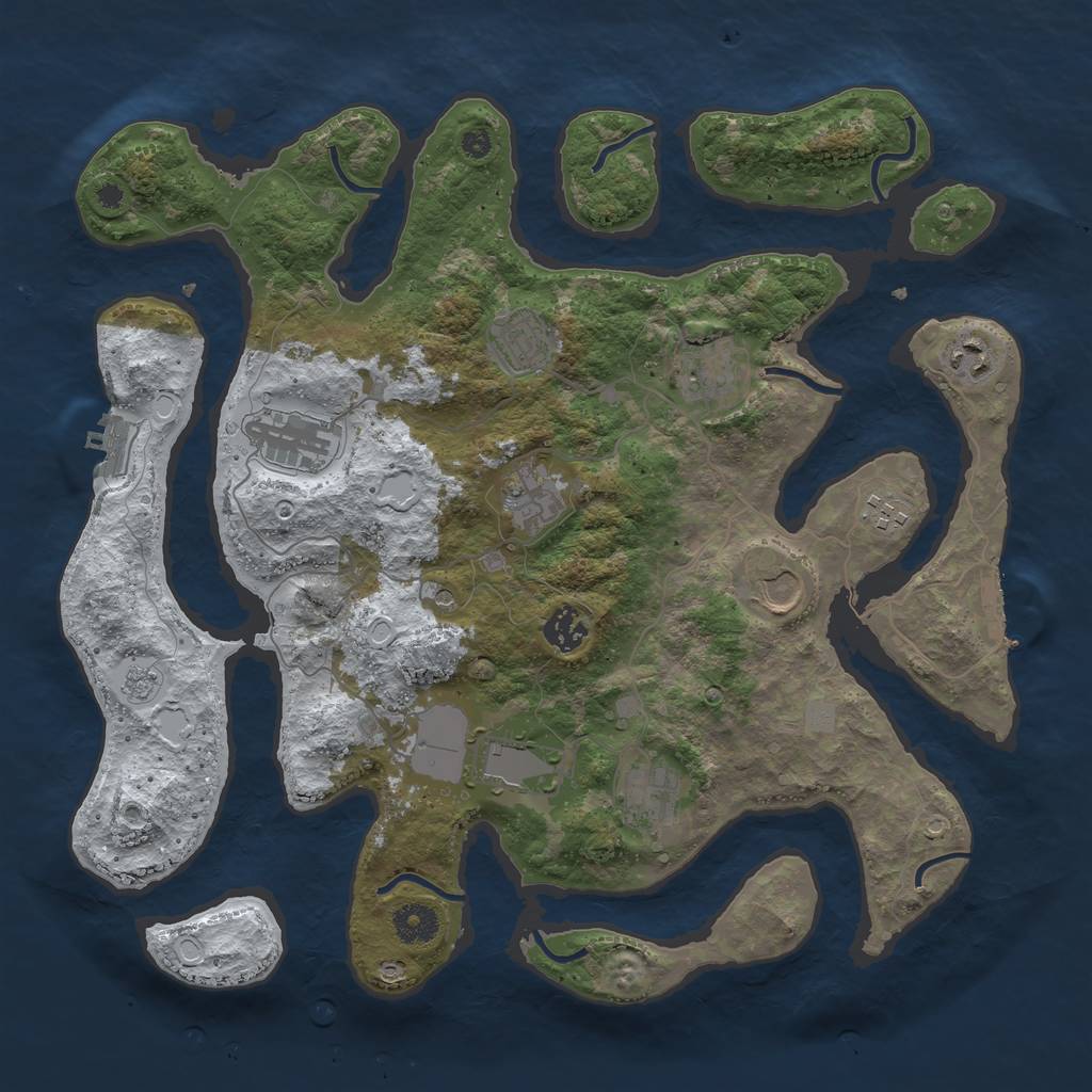 Rust Map: Procedural Map, Size: 3800, Seed: 711533, 19 Monuments