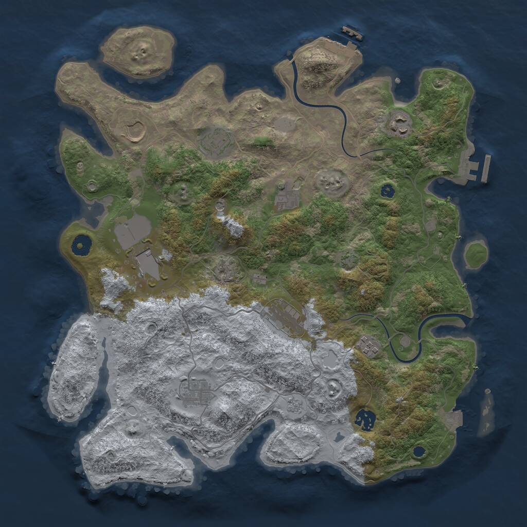 Rust Map: Procedural Map, Size: 3800, Seed: 3004666, 15 Monuments